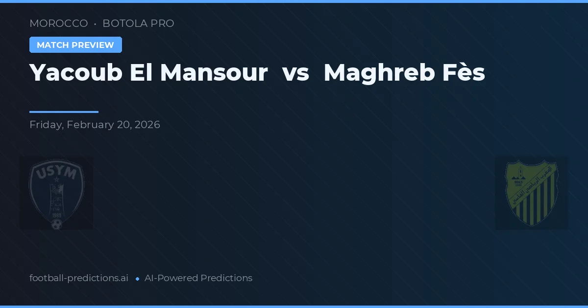 Yacoub El Mansour vs Maghreb Fès — matchtips och förhandstitt