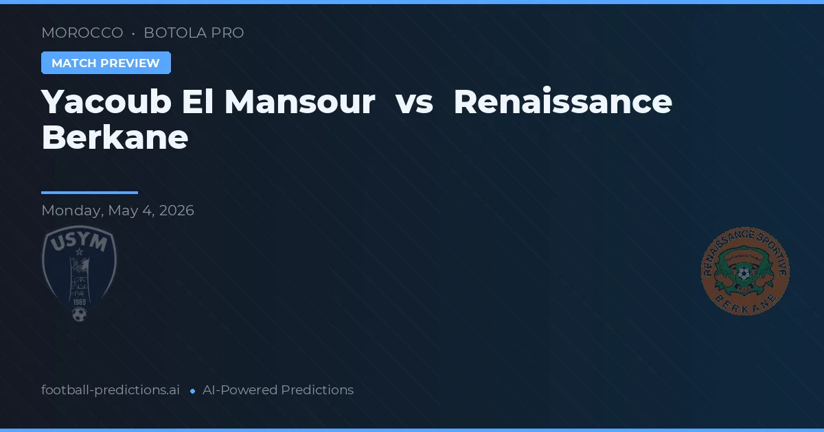 Yacoub El Mansour vs Renaissance Berkane — matchtips och förhandstitt