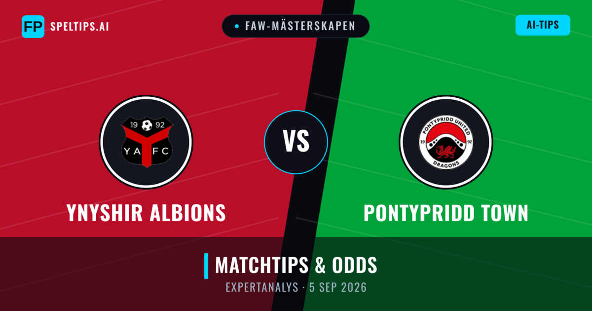 Ynyshir Albions vs Pontypridd Town — matchtips och förhandstitt