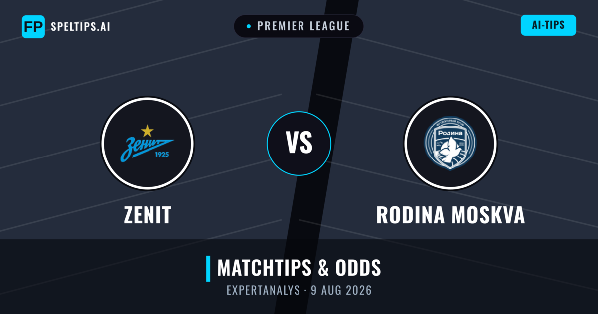 Zenit vs Rodina Moskva — matchtips och förhandstitt