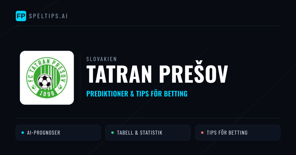 Tatran Prešov Prognoser & Statistik